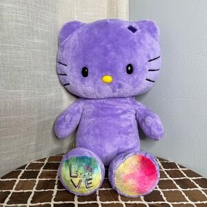 2012 Hello Kitty Sanrio Build a Bear Workshop Plush Purple Tie Dye Love 18"